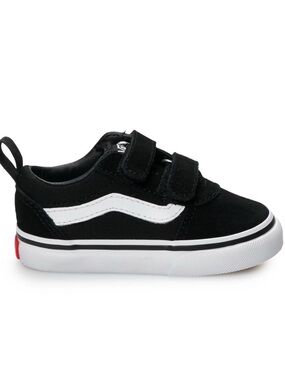 Vans Kids Black & White Velcro Low-Top Sneaker